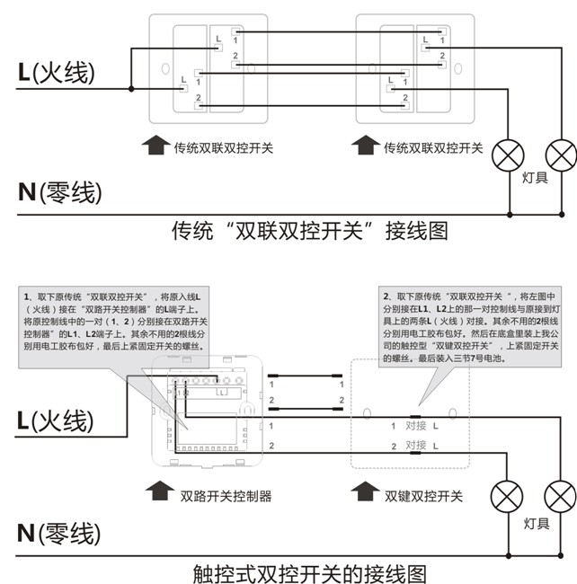 KOTI飞天之舞系列双控开关接线图